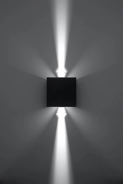 Kinkiet LAMPA przyścienna elewacyjna SL.0545 kwadratowa OPRAWA metalowa LED 6W 3000K kostka cube IP54 czarna