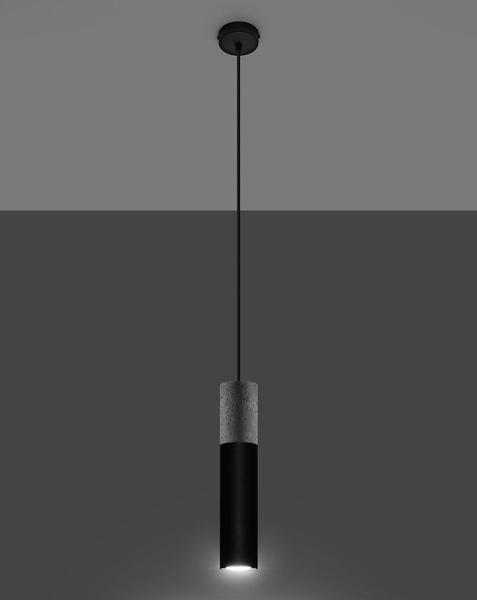 Skandynawska LAMPA wisząca SL.0650 tuba OPRAWA metalowy ZWIS okrągły beton czarny
