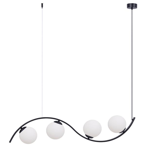 Salonowa wisząca lampa Wave 5014 molekuły fala szkło metal czarny biały