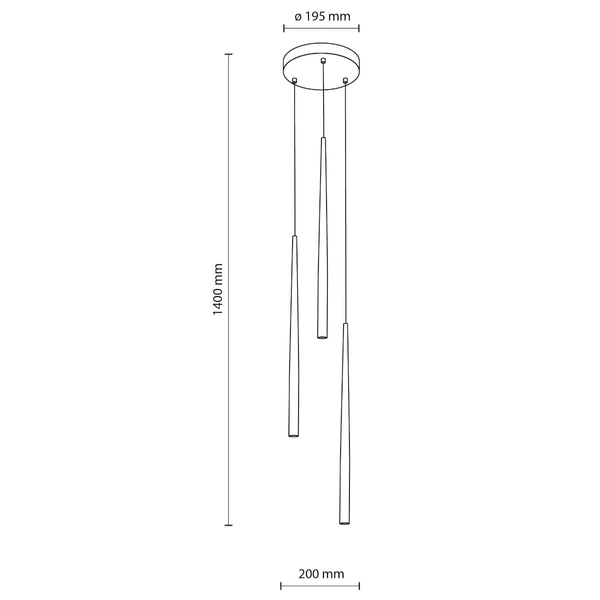 Wisząca lampa nad stół Piano 10113 kaskadowa tubki kuchenna czarna
