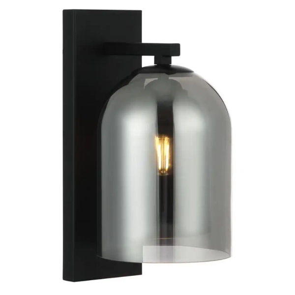 Nocna lampa ścienna Elaris LP-8103/1W SM szklana tuba przydymiona czarny