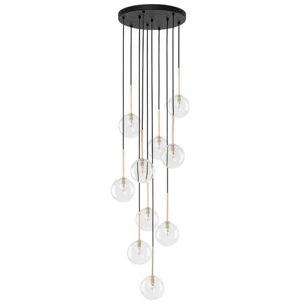 Lampa wisząca kaskadowa Nilos 5944 kule do kuchni przezroczysta złota