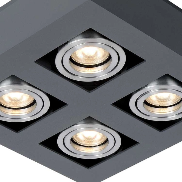 LAMPA sufitowa CASEMIRO IT8002S4-BK/AL Italux metalowa OPRAWA kwadratowy SPOT czarny