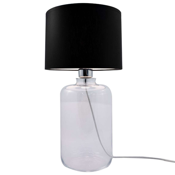 lampa stołowa z abażurem SAMASUN 5501BK na komodę czarna przezroczysta