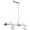 Wisząca LAMPA modernistyczna RADDI PND-5510-6-HBR Italux metalowa OPRAWA szklane kule ZWIS miodowy mosiądz białe