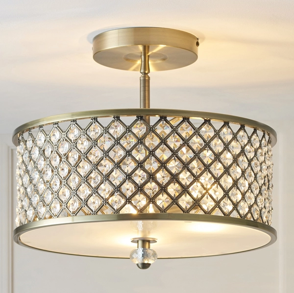 Lampa sufitowa glamour Hudson 70558 Endon kryształki crystals mosiądz