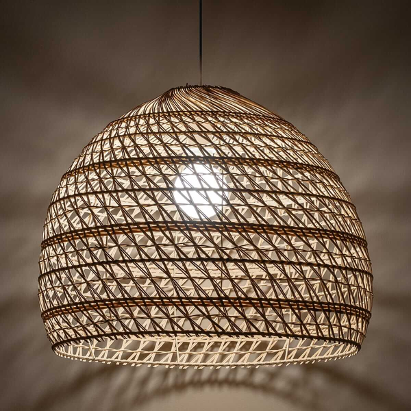 Wisząca lampa Boho 11152 cage japandi klatka metalowa drewniana biała