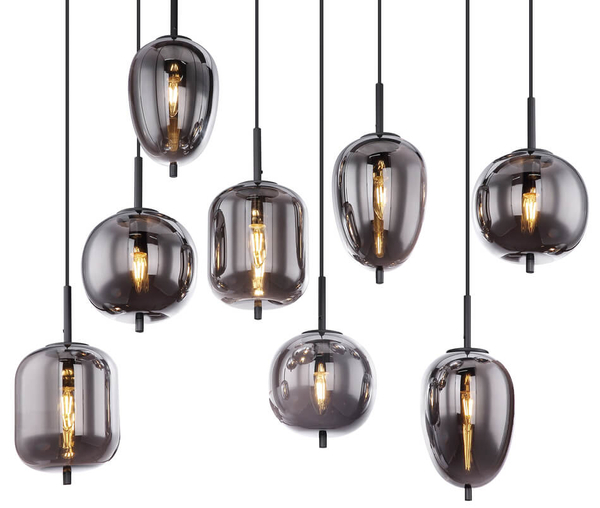 Lampa wisząca Blacky 15345-8 szklana czarna przydymiona