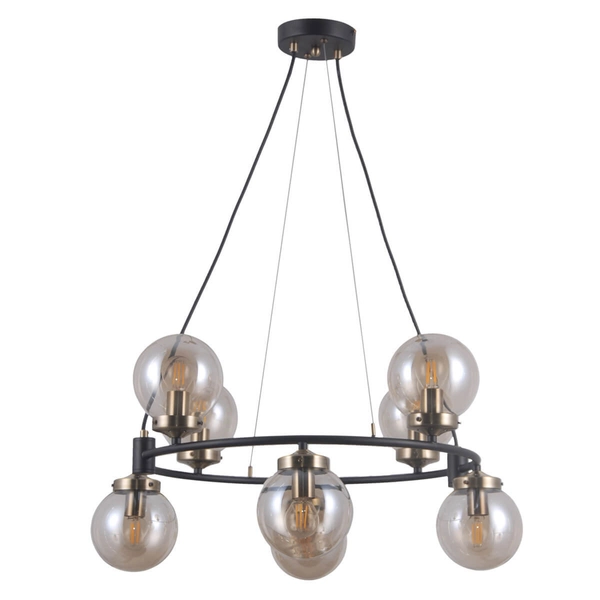 LAMPA wisząca GALVEZ PND-28622-8A Italux modernistyczna OPRAWA loftowy ZWIS kule balls czarne brąz bursztynowe