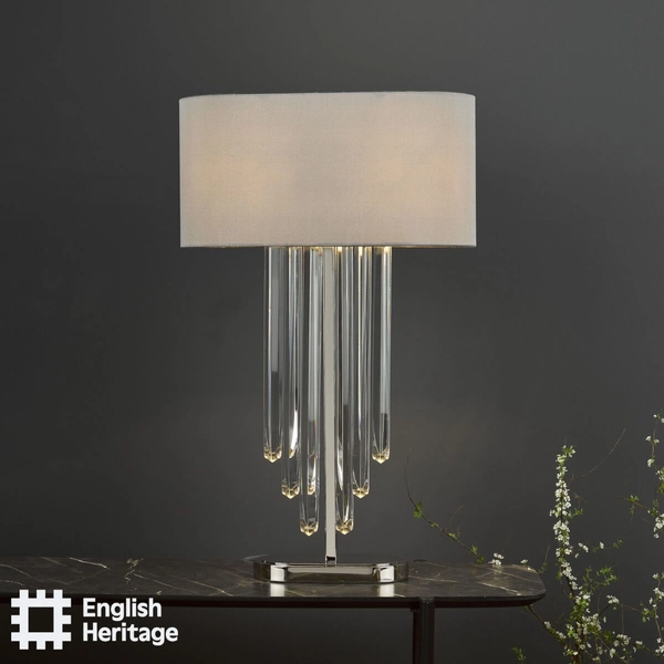 Lampka stołowa Eltham ELT4238-EH Dar Lighting sople kryształy do pokoju szara
