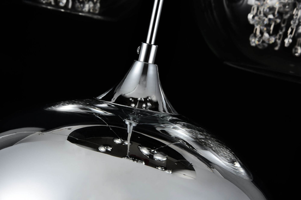 Glamour LAMPA wisząca FERMI P140-PL-170-5-N Maytoni okrągła OPRAWA szklany ZWIS kaskada kryształki chrom przezroczyste