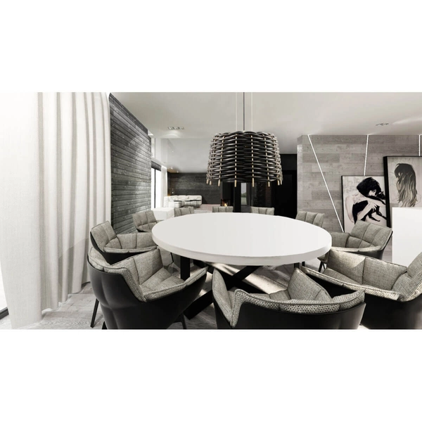 Wisząca lampa nad stół Suami 5090 Shilo pleciona guma czarna