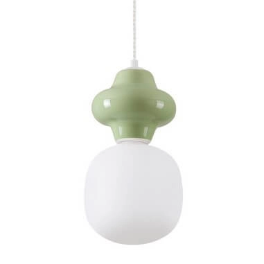 Lampa wisząca do pokoju dziecięcego VILROSA LE44555 ceramiczna biała zielona