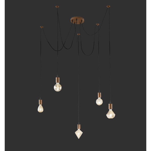 Zwieszana lampa salonowa CORD 310100562 Trio pająk miedziany czarny