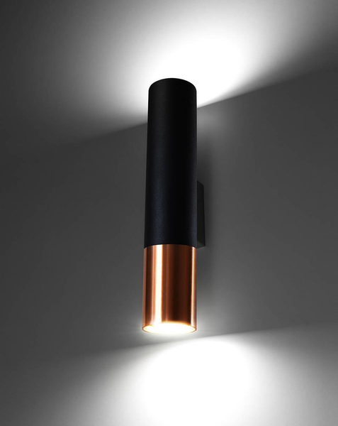 Modernistyczna LAMPA ścienna SL.0944 metalowa OPRAWA loftowy kinkiet tuba czarna miedź