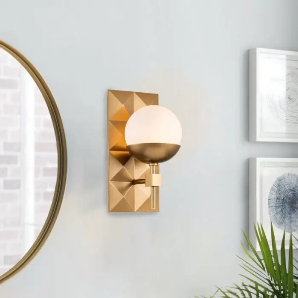 Ścienny kinkiet Deco QN-DECO-1WB-AB-O do łazienki kula IP44 złoty
