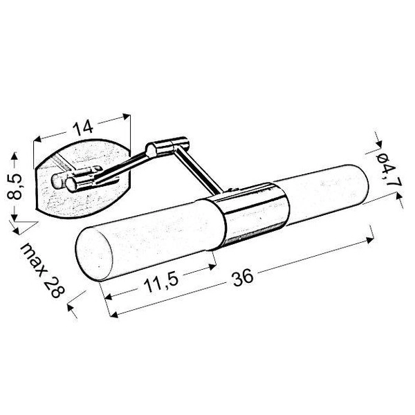 Regulowana galeryjka ścienna Jadet 22-27859 szklany kinkiet pokojowy chrom