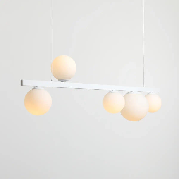 Molekułowa lampa wisząca GARDA 1099F nad wyspę szklana biała