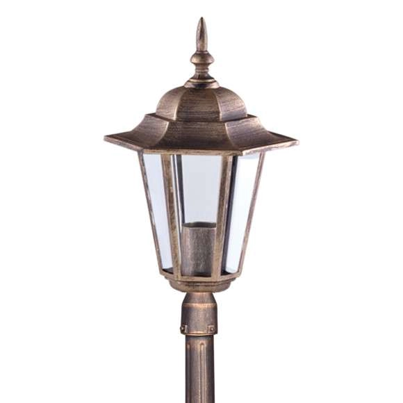 Stojąca LAMPA zewnętrzna Standard K-7064A/1 czarny/złoty Kaja metalowa OPRAWA ogrodowa latarnia masztowa IP44 czarna złota