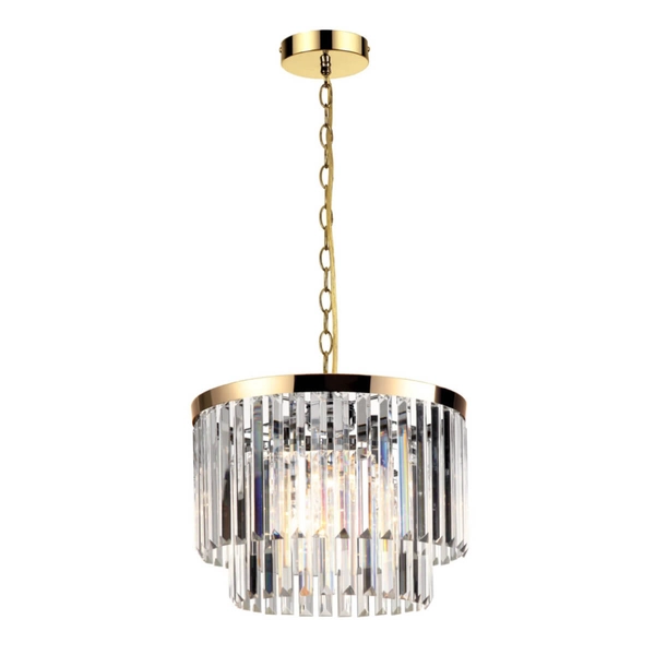 Lampa wisząca VETRO LP-2910/5P AGD Light prestige kryształowa zwis na łańcuchu crystal glamour złoty przezroczysty