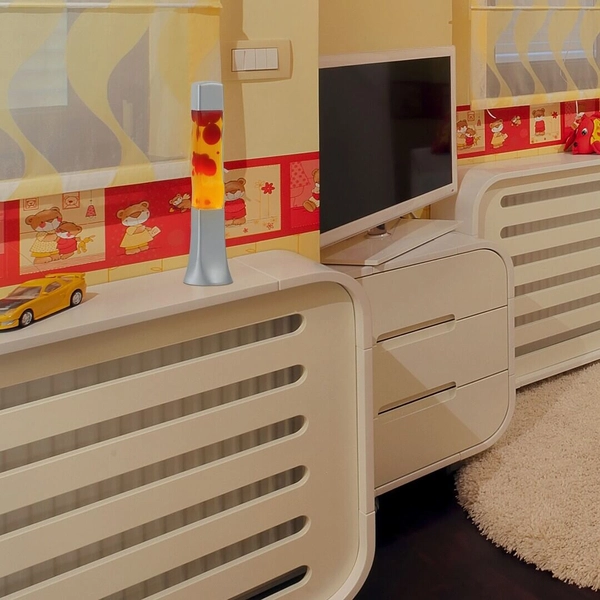 Lampa stojąca magma Marshall 4109 do sypialni czerwona żółta