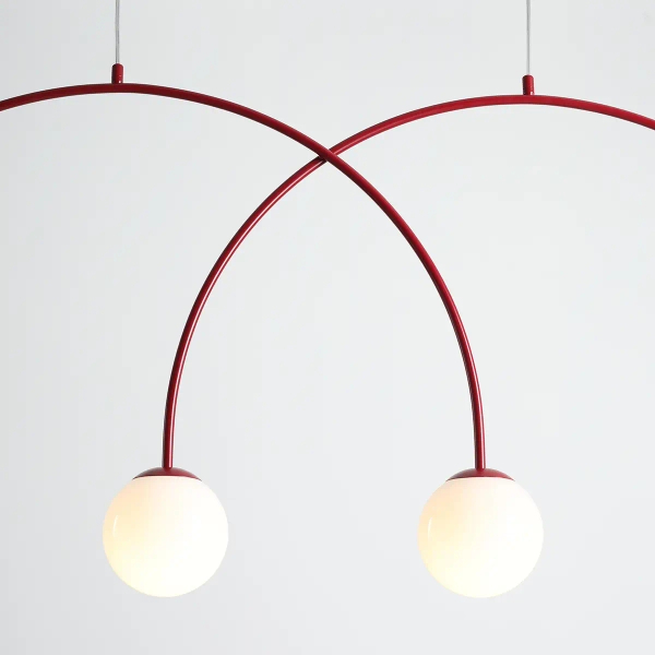 Podwójna wisząca lampa Una 1116L15_L szklane kule czerwone białe