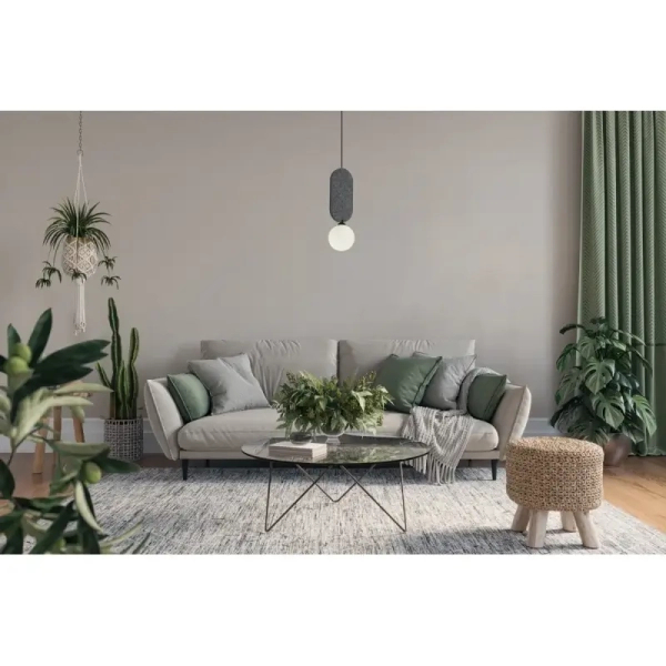 Okrągła lampa wisząca Lorenzo PND-59815-1-GR do jadalni szara biała