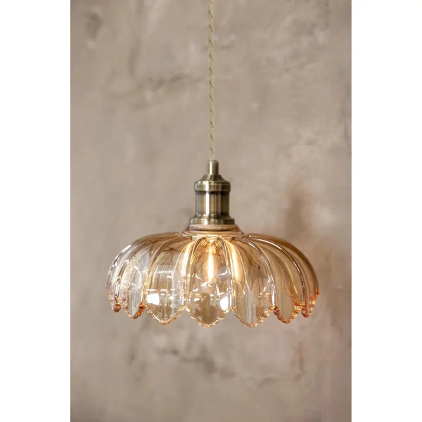 Lampa wisząca szklana KURAGE bursztynowa 108858 1xE27 retro do jadalni