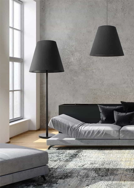 Wisząca lampa do salonu Moss 9737 Nowodvorski klasyczna z abażurem czarna