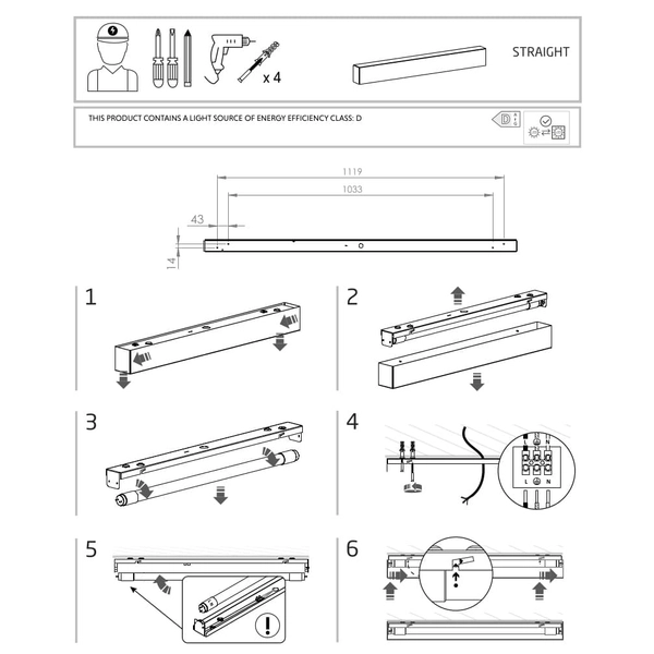 Sufitowa lampa belka Straight Ceiling 7556 Nowodvorski podłużna biała