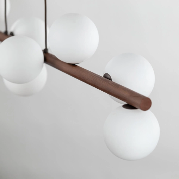 Lampa wisząca do salonu Estera 10273 bubbles belka drewniana biała