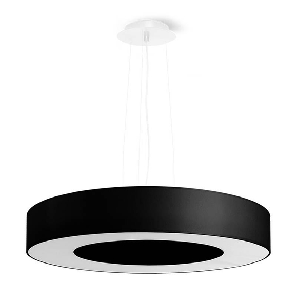 Abażurowa LAMPA wisząca SL.0750 okrągła OPRAWA zwis materiałowy czarny