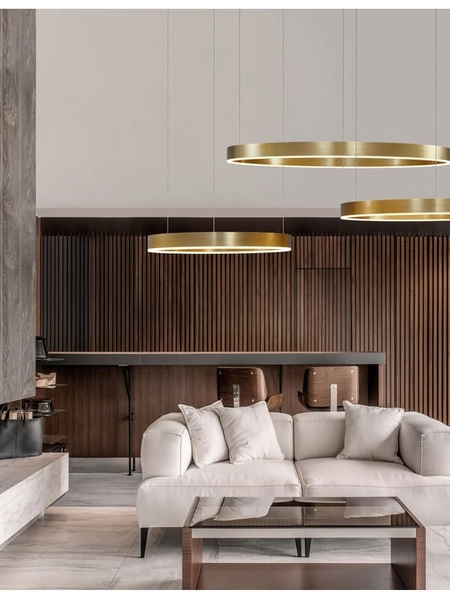 Salonowy żyrandol okrągły Jaca metalowy LED 55W 3000K złoty