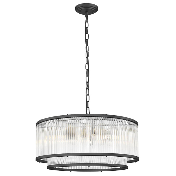 Okrągła lampa wisząca Sergio P0528-06H-P7AC łańcuch czarny przezroczysty