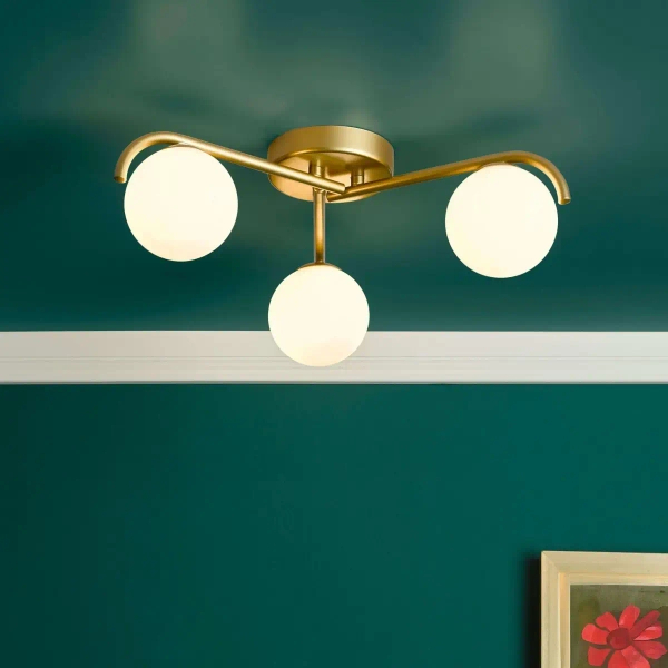 Szklana lampa sufitowa Orlena ORL5335 do przedpokoju kule złote białe