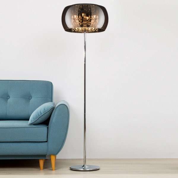 Podłogowa lampa glamour CRYSTAL F0076-04A-F4FZ szklana kryształki chrom