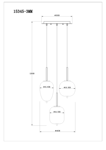 Lampa wisząca Blacky 15345-3 nad stół czarna przydymiona