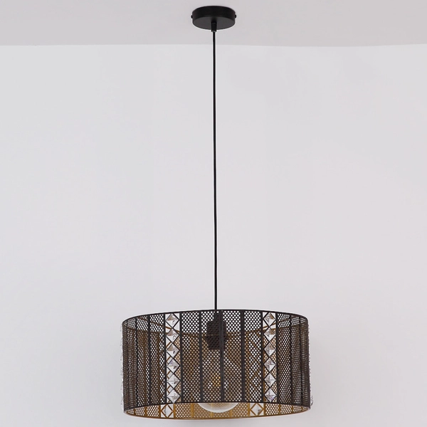 Ażurowa LAMPA wisząca ABINI 15450H Globo metalowa OPRAWA okrągły zwis czarny