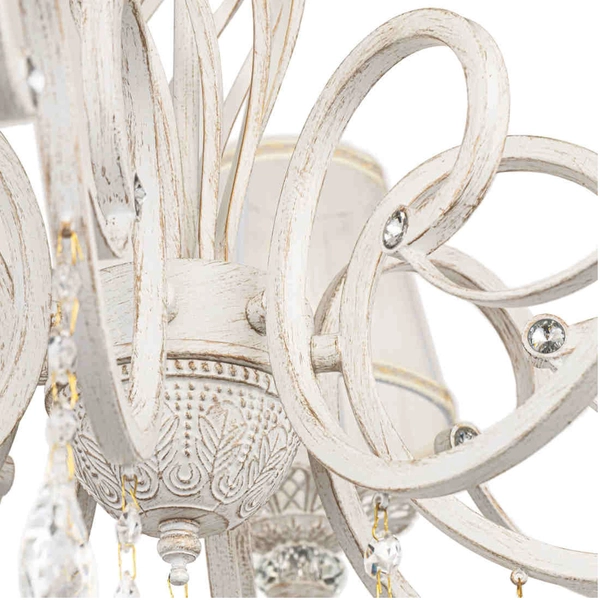 Żyrandol LAMPA wisząca GRACE ARM247-08-G Maytoni abażurowa OPRAWA zwis glamour z kryształkami złoty biały