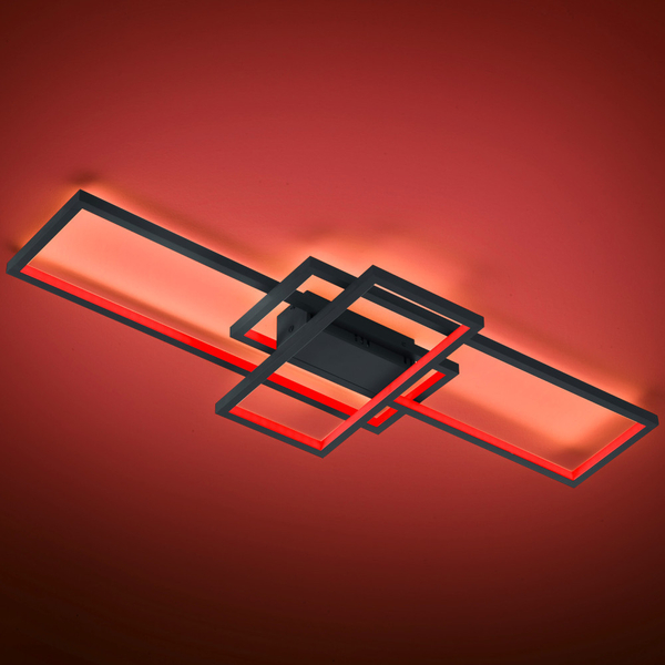 LAMPA sufitowa THIAGO 652610342 Trio geometryczna OPRAWA ramki LED RGB 36W 3000K - 6000K metalowe grafitowe