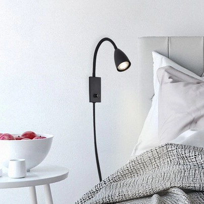 Ścienna LAMPA kinkiet MIKA 6719 Rabalux metalowa OPRAWA przewód regulowana nocna włącznik czarna