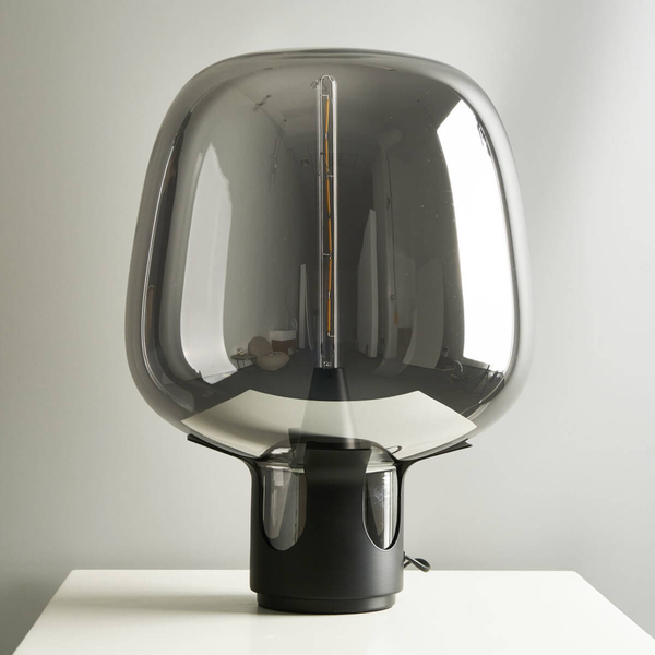Stołowa lampka przydymiona FATA ST-7278-S BLACK bańka do sypialni czarny