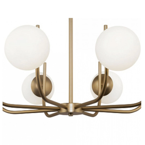 Sufitowa LAMPA modernistyczna RENDEZ-VOUS MOD109PL-08BS Maytoni szklana OPRAWA plafon kule balls mosiężne białe