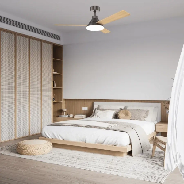 Naturalna lampa sufitowa z wentylatorem 22083 LED 22W CCT brązowy