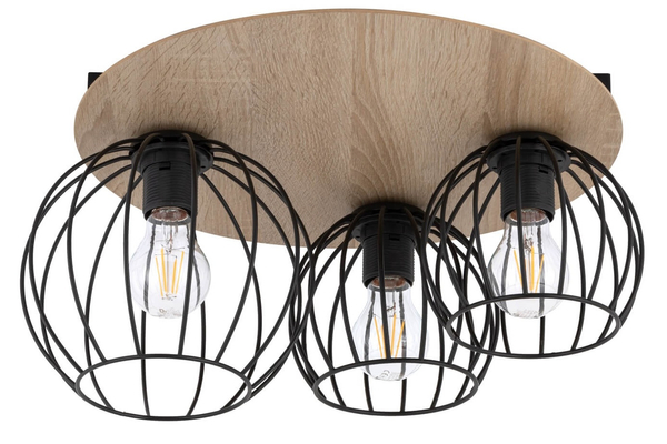 Lampa sufitowa Cyber 32356 druciak do przedpokoju czarny drewno