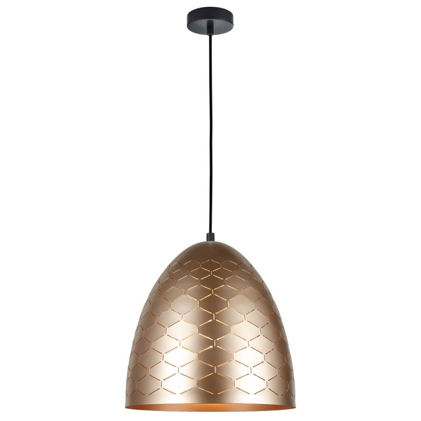 Złota lampa wisząca Leilani do sypialni nad łóżko metalowa