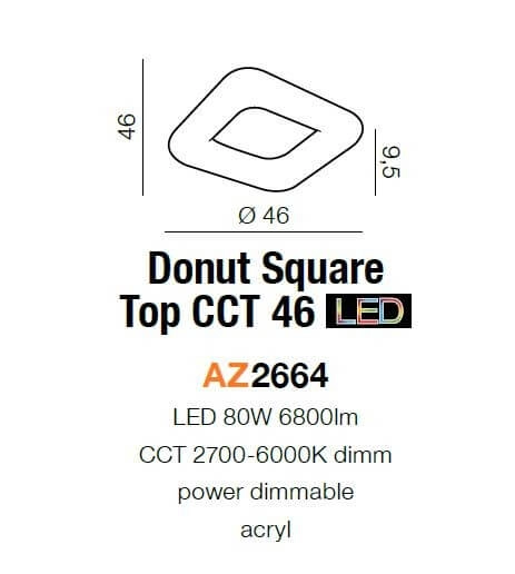 Sufitowa lampa natynkowa Donut nad łóżko LED 80W biała