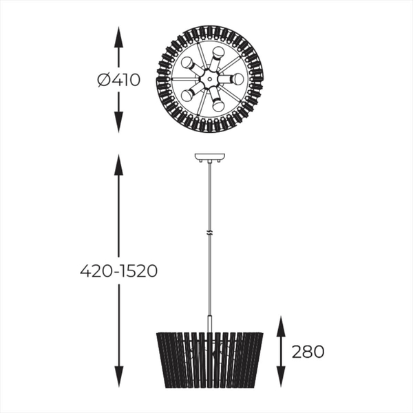 Wisząca lampa Bach P0547-05H-F9AC Zumaline szklana przezroczysty złoty
