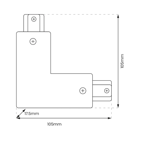 1-fazowy łącznik-L + zasilane centralne Track Light ML0716 czarne