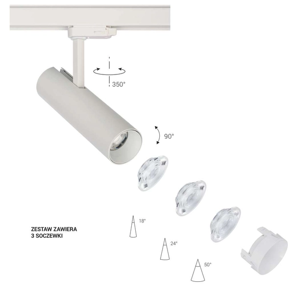 Regulowana LAMPA sufitowa MILO 8765 Nowodvorski okrągła OPRAWA metalowa LED 15W 4000K do systemu szynowego 3 - fazowego biała